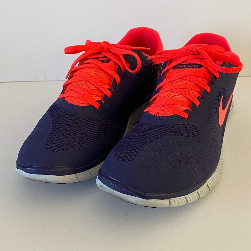 Nike Free 4.0 V2 Men’s Dark Blue and Bright Orange Sneakers